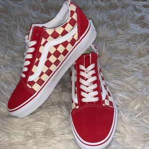 🛑 Old Skool Red Checkerboard Vans ❣️